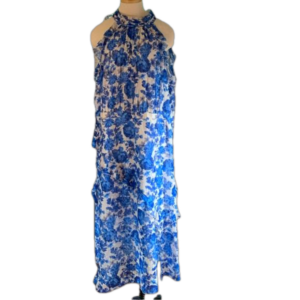 New Alex Marie sz 20W Fiona halter maxi  dress in cobalt print NWT